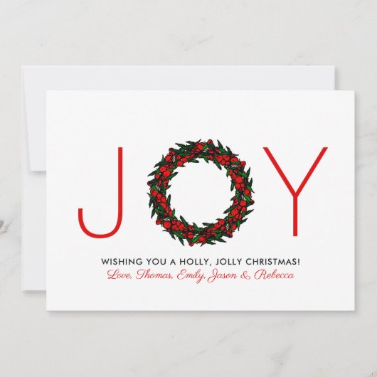 Einfache "Joy" Weihnachtsfeier Feiertagskarte (Vorderseite)