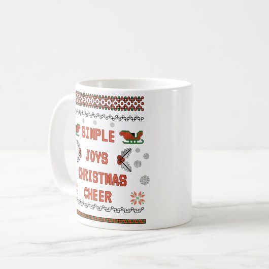 Einfache Joys Weihnachts-Cheer Pixel Art Design Kaffeetasse (Vorderseite Links)