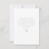 Einfache Jungen-Babyparty danken Ihnen blaue Dankeskarte (Rückseite)