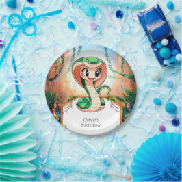 Einfache Jungle Snake Geburtstag Pappteller