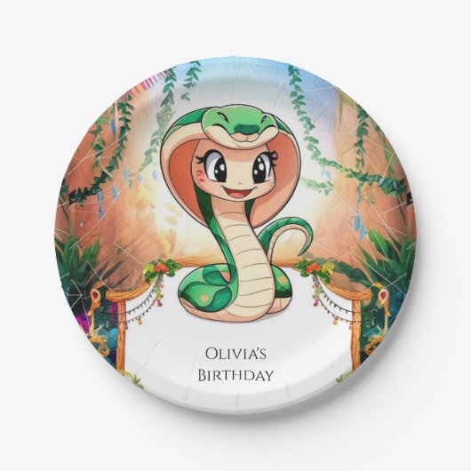 Einfache Jungle Snake Geburtstag Pappteller (Vorderseite)