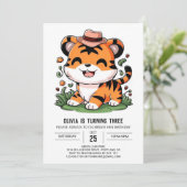 Einfache Jungle Tiger Digital Geburtstag Einladung (Stehend Vorderseite)
