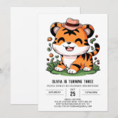 Einfache Jungle Tiger Digital Geburtstag Einladung (Vorne/Hinten)