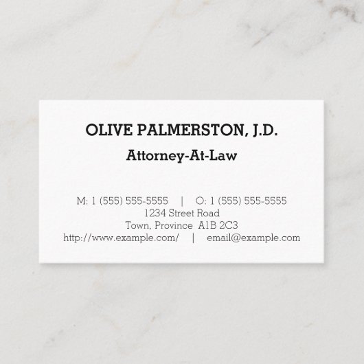 Einfache, juristische Berufliche Visitenkarte (Vorderseite)