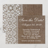 Einfache Jute und Spitze Save-the-Date-Karte Save The Date (Vorne/Hinten)