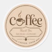 Einfache Kaffeebecher rustikale braune Bohnen Runder Aufkleber (Vorderseite)