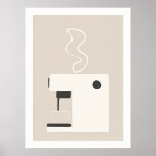 Einfache Kaffeemaschine - Modernes Küchenkunstpost Poster