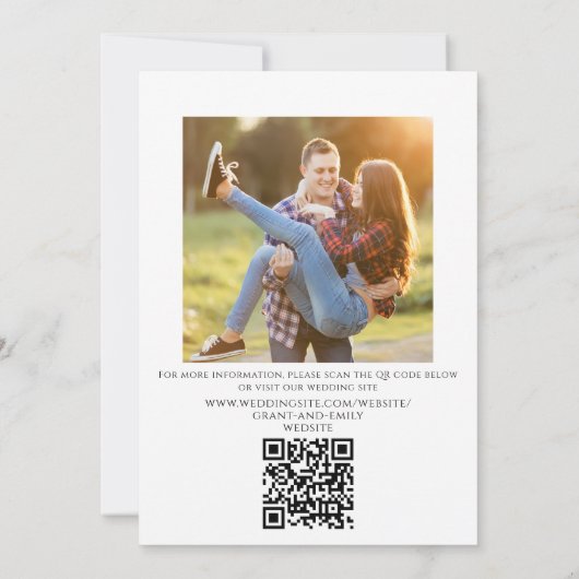 Einfache Kalenderkalligraphie Zwei Foto QR Code In Einladung (Rückseite)