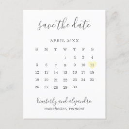 Einfache Kalenderpastel Gelbes Herz Save the Date Ankündigungspostkarte