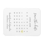 Einfache Kalenderpastel Gelbes Herz Save the Date Magnet (Horizontal)
