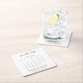 Einfache Kalenderpastel Gelbes Herz Save the Date Rechteckiger Pappuntersetzer (Vor Ort)