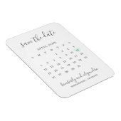 Einfache Kalenderpastel Grünes Herz Save the Date Magnet (Rechte Seite)