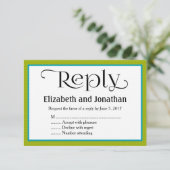 Einfache Kalkgrünstreifen-Antwort-Karte Einladung (Stehend Vorderseite)