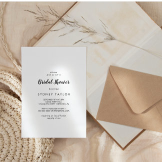 Einfache Kalligrafie Bridal Dusche Einladung