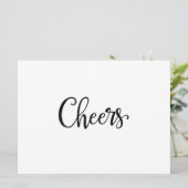 Einfache Kalligrafie | Cheers Wedding Bar Sign (Stehend Vorderseite)