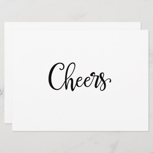 Einfache Kalligrafie | Cheers Wedding Bar Sign (Vorne/Hinten)