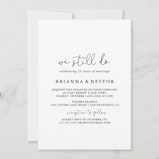 Einfache Kalligrafie, die wir noch immer überprüfe Einladung (Vorderseite)