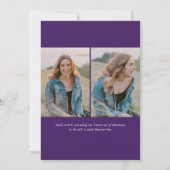 Einfache Kalligrafie Drei Foto Lila Abschluss Ankündigung (Rückseite)