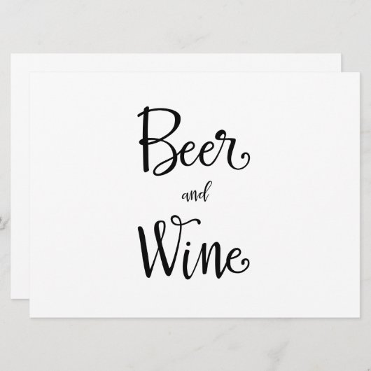 Einfache Kalligrafie | Empfang Bier und Wein Unter Einladung (Vorne/Hinten)