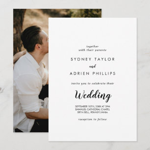 Einfache Kalligrafie-Foto Informelle Hochzeit Einladung