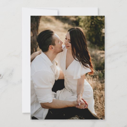 Einfache Kalligrafie|Foto Traditionelle Hochzeit Einladung (Rückseite)