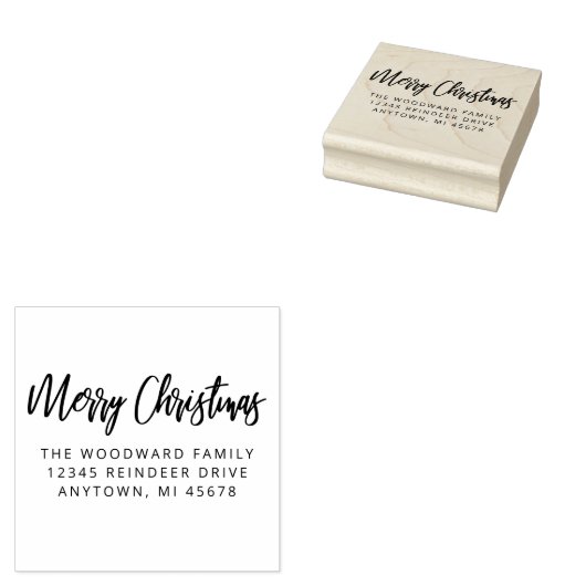 Einfache Kalligrafie Frohe Weihnachtsfeier Rücksen Gummistempel (Stempel)