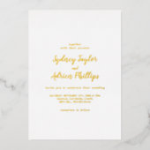 Einfache Kalligrafie Gold Back Lässig Wedding Gold Folieneinladung (Vorderseite)