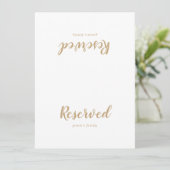 Einfache Kalligrafie|Gold Back Wedding Reservierte (Stehend Vorderseite)