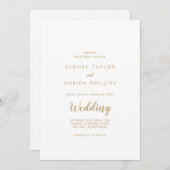 Einfache Kalligrafie|Gold-Hochzeit Einladung (Vorne/Hinten)