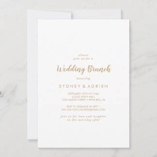 Einfache Kalligrafie | Gold Wedding Brunch Einladung