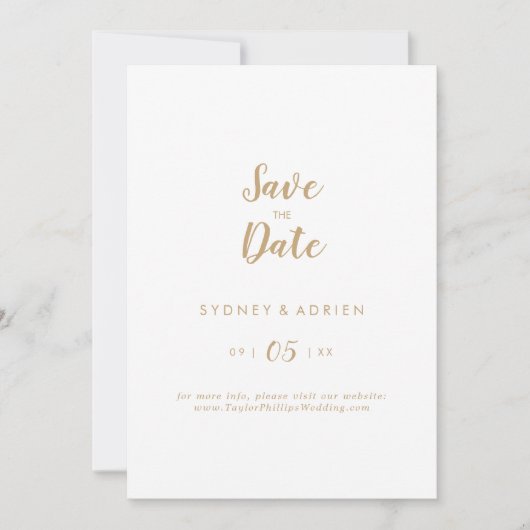Einfache Kalligrafie|Goldene Hochzeit retten das D Save The Date (Vorderseite)