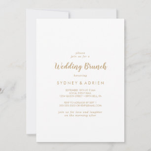 Einfache Kalligrafie   Goldene Hochzeitsbrunch Einladung