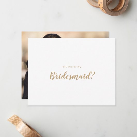 Einfache Kalligrafie|Goldenes Foto Mitteilungskarte (Vorderseite/Rückseite Beispiel)