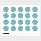 Einfache Kalligrafie Light Sky Blue Danke Labels Runder Aufkleber (Blatt)
