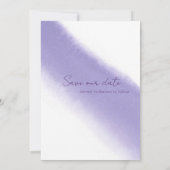 Einfache Kalligrafie Lila Watercolor Save the Date Einladung (Rückseite)
