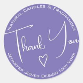 Einfache Kalligrafie Lilac Lavender Danke Labels Runder Aufkleber