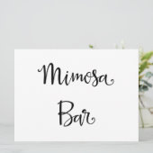Einfache Kalligrafie | Mimosa Bar wedding Sign Einladung (Stehend Vorderseite)