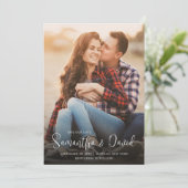 Einfache Kalligrafie Minimalistisch zwei Foto QR-C Einladung (Stehend Vorderseite)