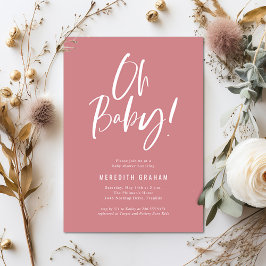 Einfache Kalligrafie Pink Girl Babydusche Einladung