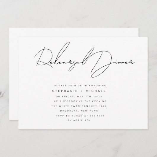 Einfache Kalligrafie Probe Einladung (Vorne/Hinten)