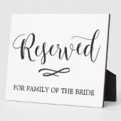 Einfache Kalligrafie reserviert Sitzhochzeitzeiche Fotoplatte (Seite)