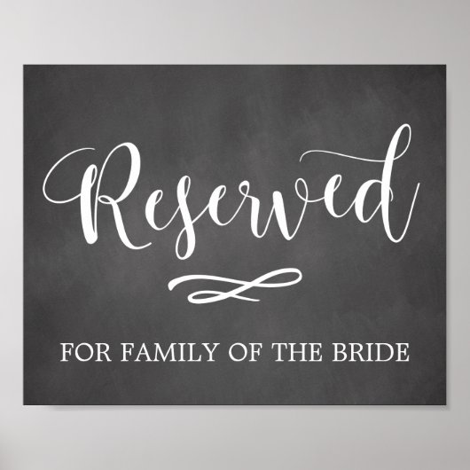 Einfache Kalligrafie reserviert Sitzhochzeitzeiche Poster (Vorne)