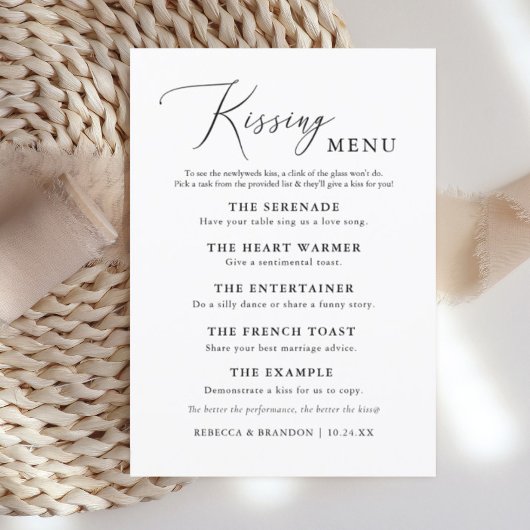 Einfache Kalligrafie Rustic Wedding Kissing Menu Einladung