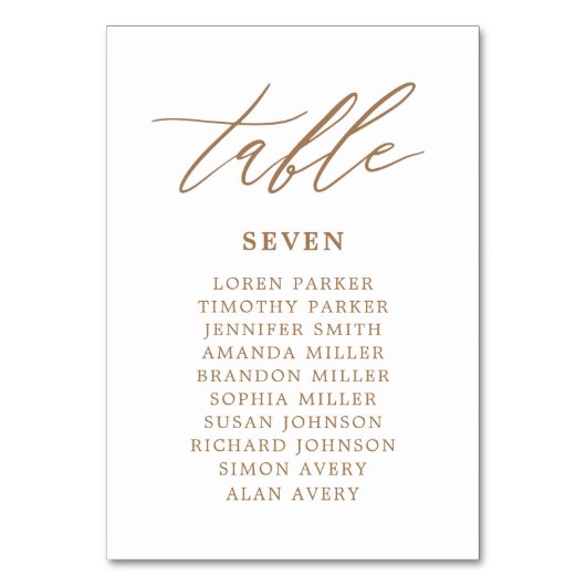 Einfache Kalligrafie Rustikale Hochzeitsstiftung T Tischnummer (Vorderseite)