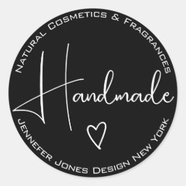 Einfache Kalligrafie Schwarz & Weiß handgefertigte Runder Aufkleber