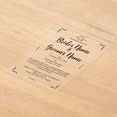 Einfache Kalligrafie Script Black & White Wedding Acryleinladungen (Ablage )