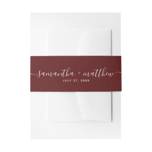 Einfache Kalligrafie Script Burgundy Wedding Einladungsbanderole