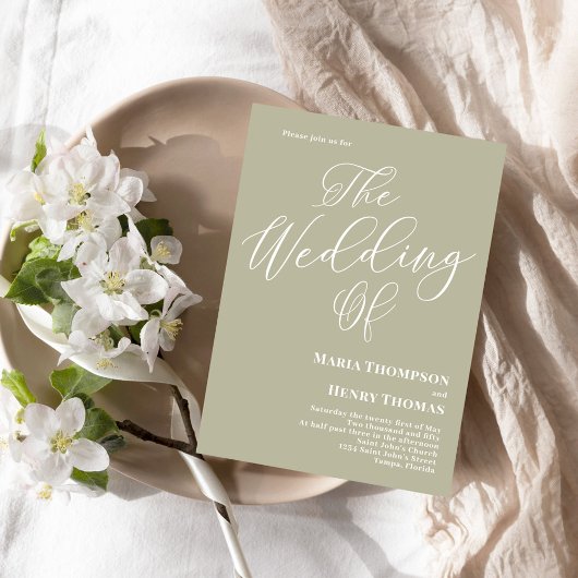 Einfache Kalligrafie Script Elegantsage Green Einladung