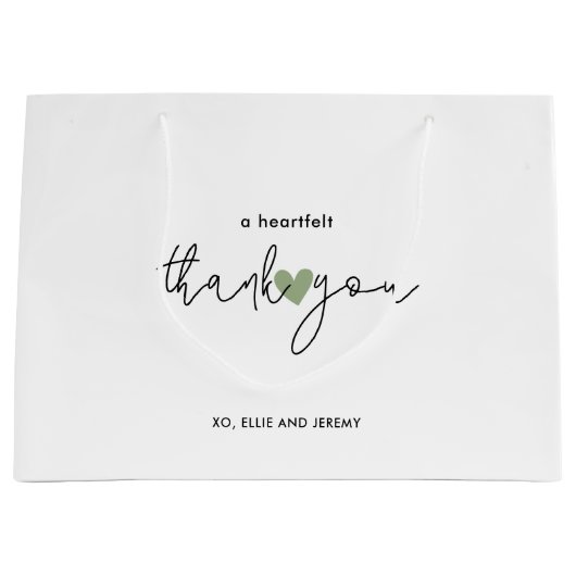 Einfache Kalligrafie Script-Sage Grünes Herz Hochz Große Geschenktüte (Vorderseite)