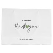 Einfache Kalligrafie Script-Sage Grünes Herz Hochz Große Geschenktüte (Rückseite)